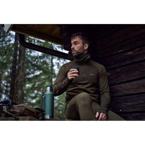 Ισοθερμική μπλούζα μακρυμάνικη Harkila με φερμουάρ Base Warm Willow Green/Shadow Brown